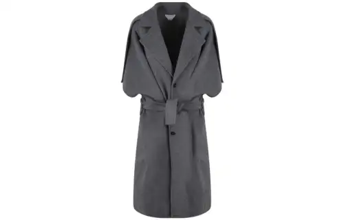 Bottega Veneta Coats Women's Gray Lapel Moderate Straight Fit