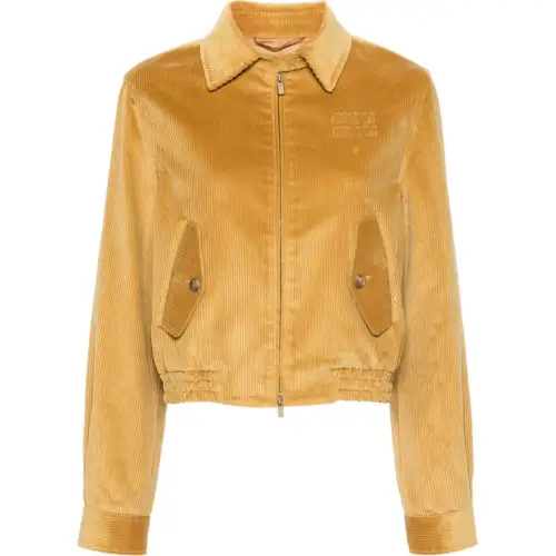 MIU MIU Logo appliqué Corduroy Bomber Jacket