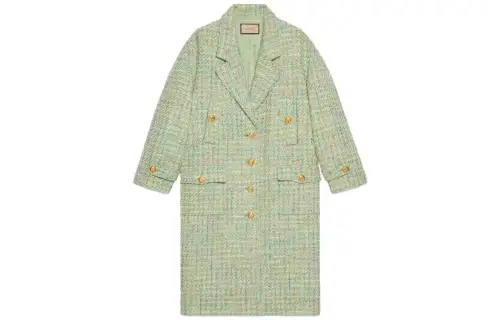 GUCCI Coats Women's Green Lapel Moderate Straight Fit
