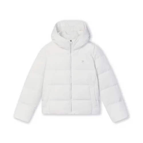 FILA Down Jackets Women's White Hooded Moderate Puffer Jacket