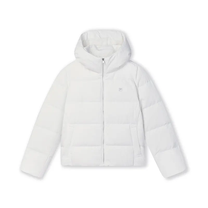 FILA Down Jackets Women's White Hooded Moderate Puffer Jacket