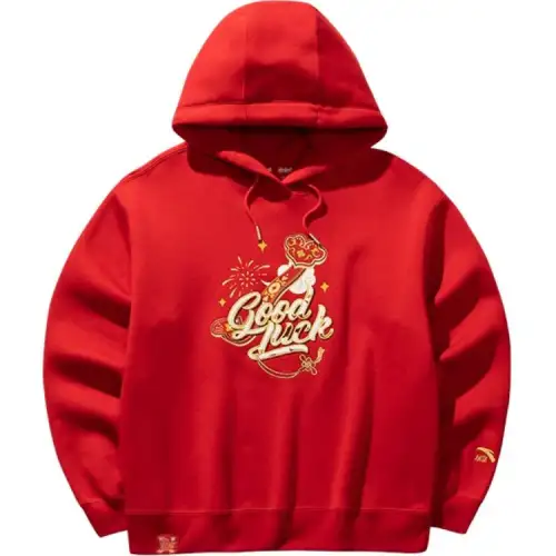 Anta Good Things Will Happen Collection, Comfortable Casual Minimalist Style Letter Print Loose Fit Fleece Lined