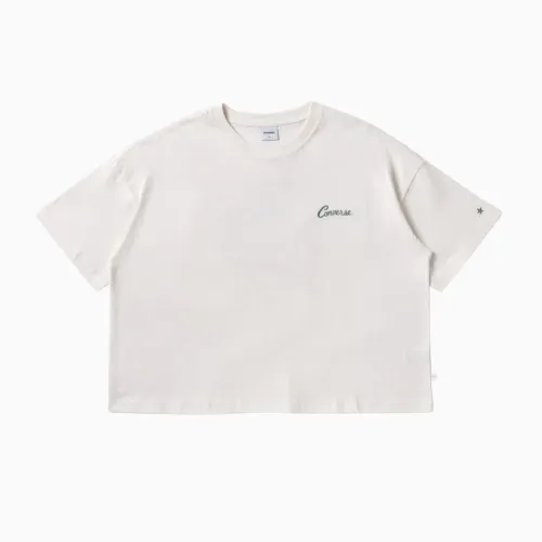 Converse T Shirts Unisex Ecru Crew Neck Moderate