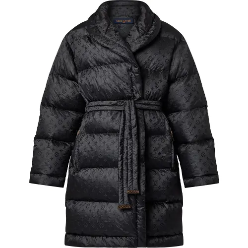 Lv 1AC0HQ Monogram Jacquard Puffer Wrap Coat