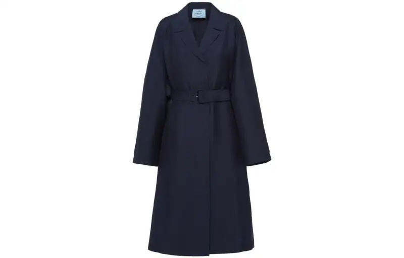 PRADA Coats Women's Marine Blue Lapel Moderate Straight Fit