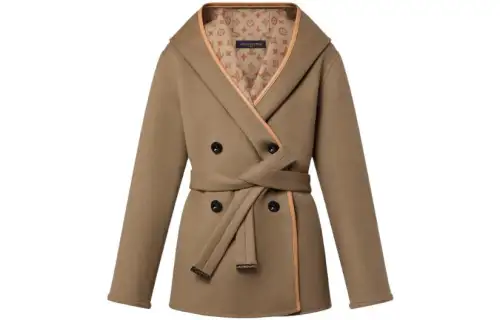 Lv 3D Monogram Double Breasted Wrap Coat