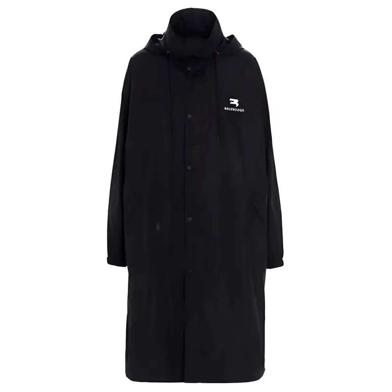 Balenciaga Coats Women's Black Hooded Moderate