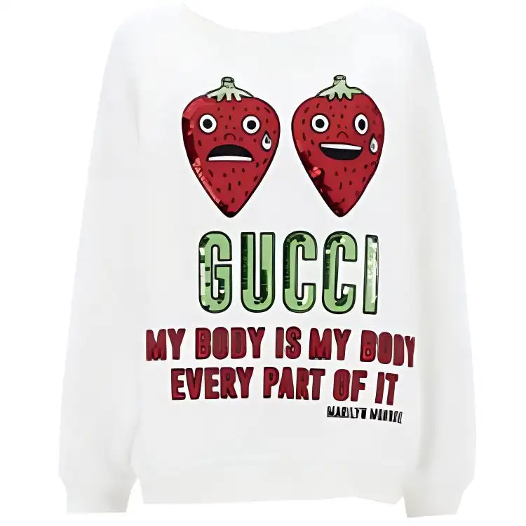 GUCCI Sweatshirts Women's Ecru Crew Neck Moderate Regular