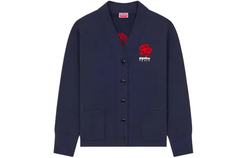 KENZO Drawn Varsity' Embroidered Cardigan Knitwear Women's Dark Blue