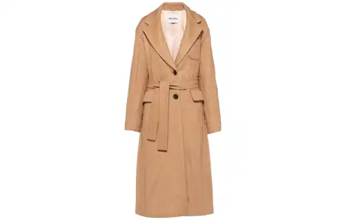 MIU MIU Coats Women's Brown Lapel Moderate Straight Fit