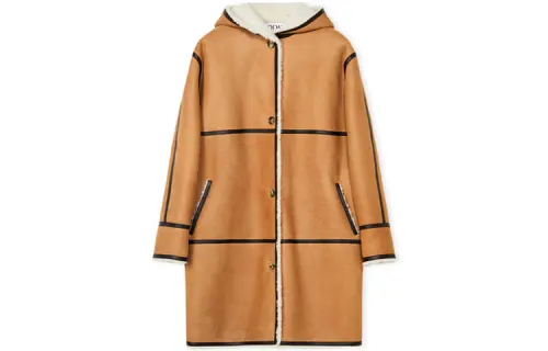 LOEWE Coats Women's Brown Hooded Moderate