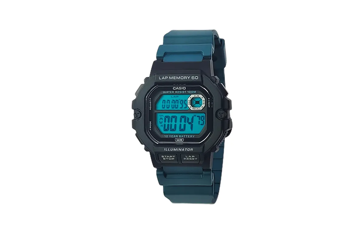 CASIO Custom Collection Quartz Movement Resin Strap Watch Unisex Blue Dial