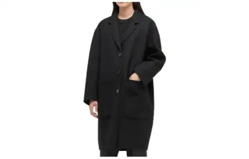 UNIQLO Coats Women's Black Lapel Moderate Straight Fit