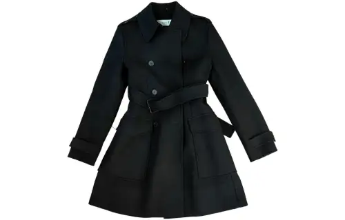 DIOR Coats Women's Black Lapel Moderate Straight Fit
