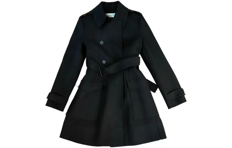 DIOR Coats Women's Black Lapel Moderate Straight Fit