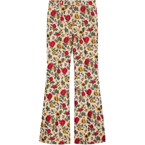 GUCCI Floral Patterned Boot Cut Pants Multi