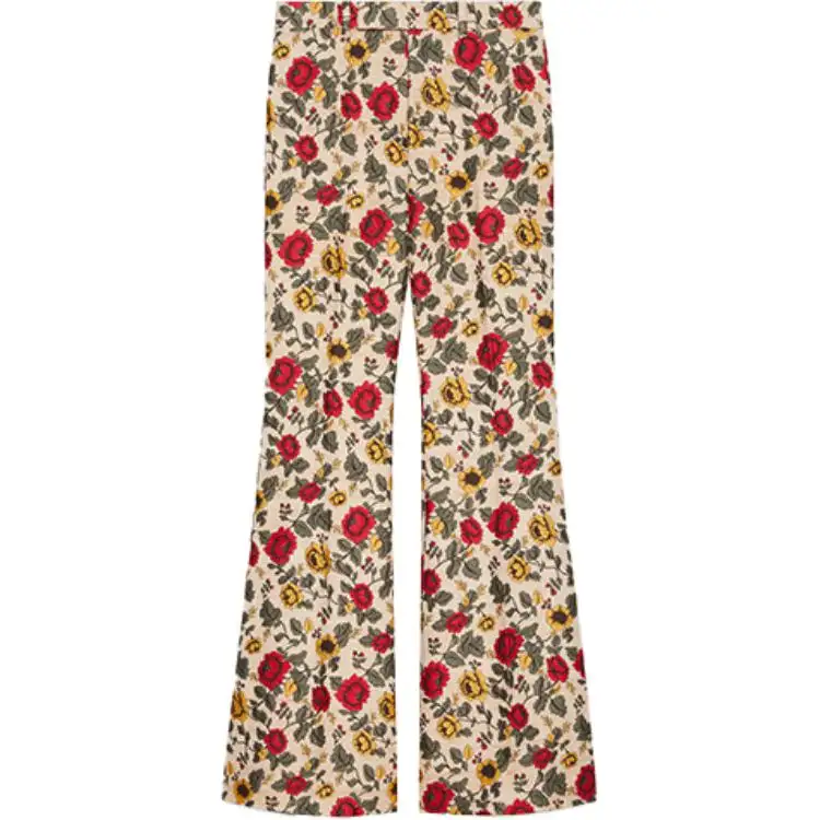 GUCCI Floral Patterned Boot Cut Pants Multi