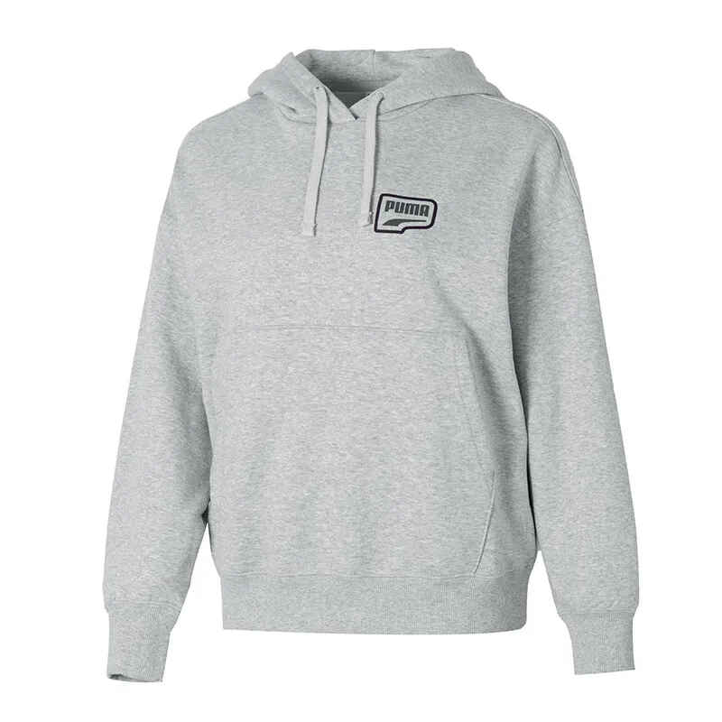 PUMA Sweatshirts Women's Gray Hooded Moderate Straight Fit