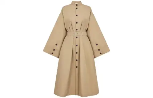 DIOR Coats Women's Coffee Lapel Moderate Straight Fit