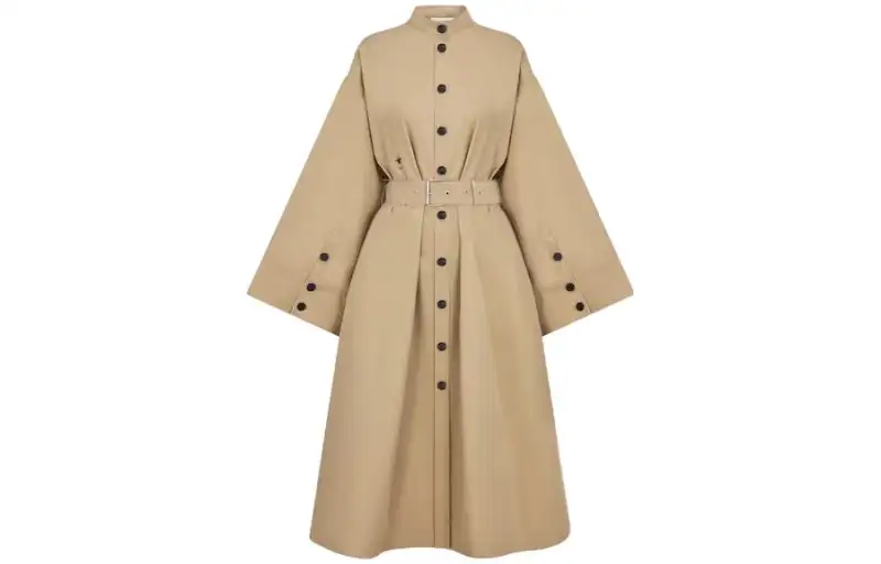 DIOR Coats Women's Coffee Lapel Moderate Straight Fit
