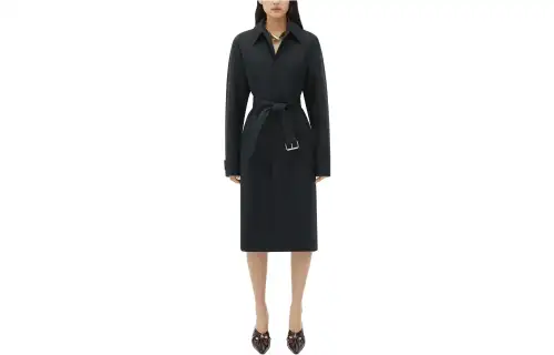 Bottega Veneta Coats Women's Black Lapel Moderate Straight Fit