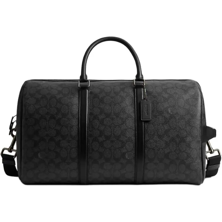 COACH Venturer Coated Canvas With Refined Calfskin Leather Travel Bag Women's Black
