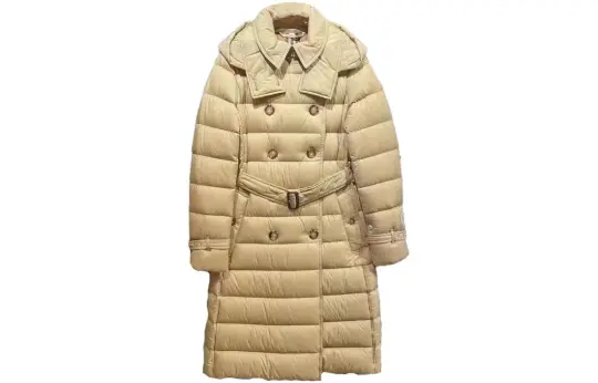Burberry Arniston Hooded Puffer Long Down Jacket Honey