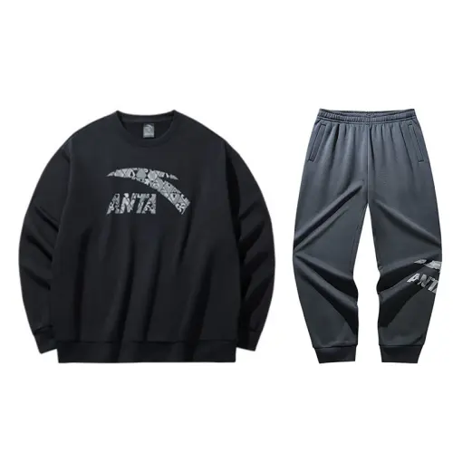 ANTA Casual Sportswear Men's Crew Neck Thickened And Fleece Lined