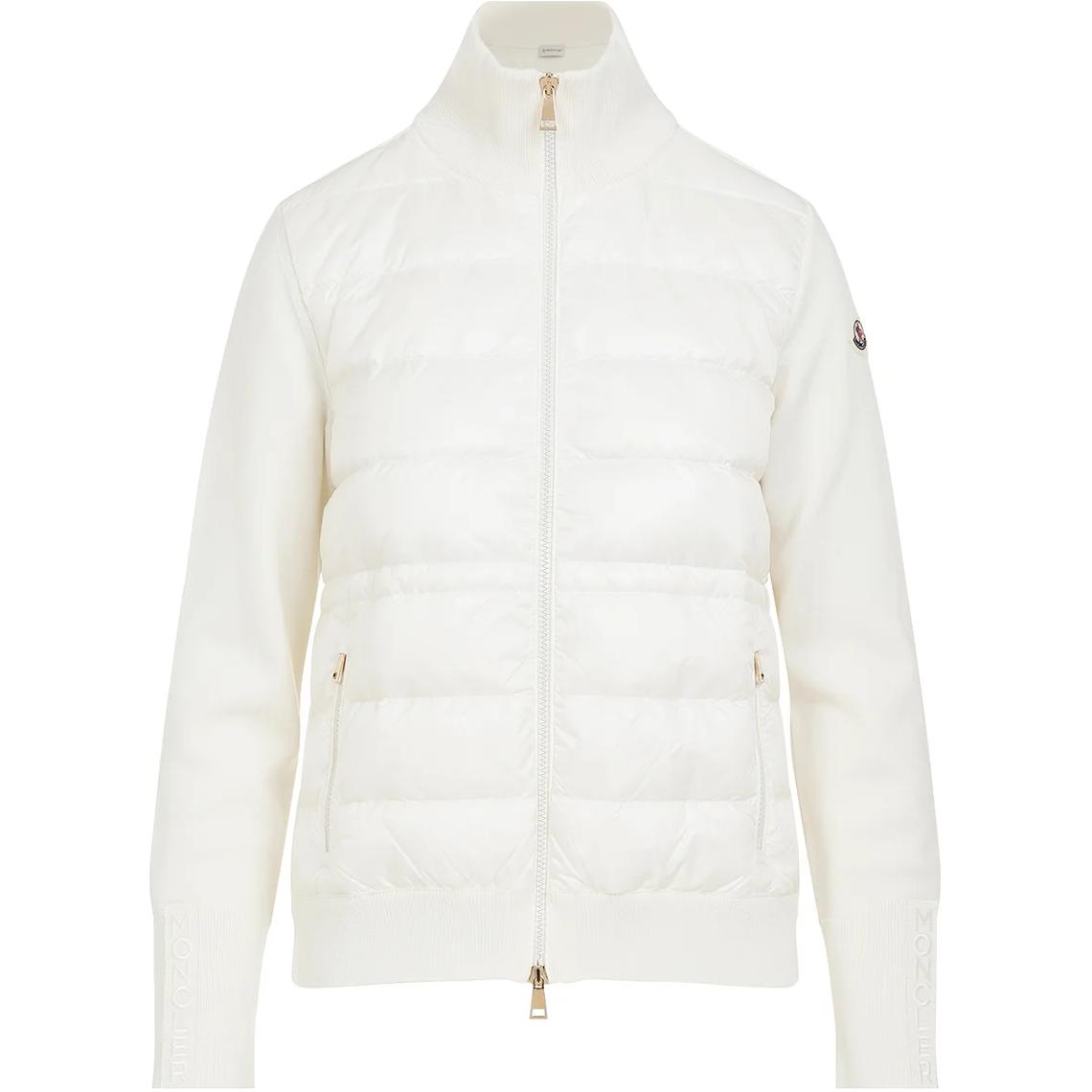 Moncler Velvet long-sleeve with zipper, white down jacket, goose down