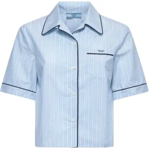 PRADA Shirts Women's Blue Pointed Collar