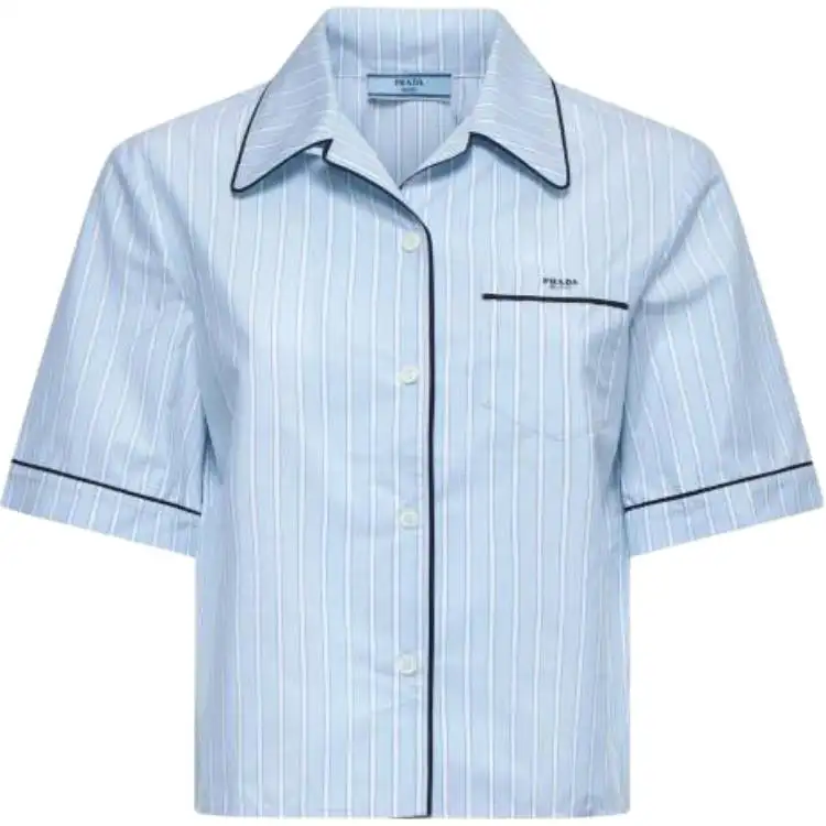 PRADA Shirts Women's Blue Pointed Collar