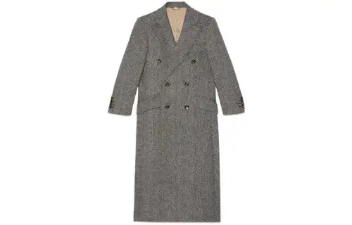 GUCCI Coats Women's Gray Lapel Moderate Straight Fit