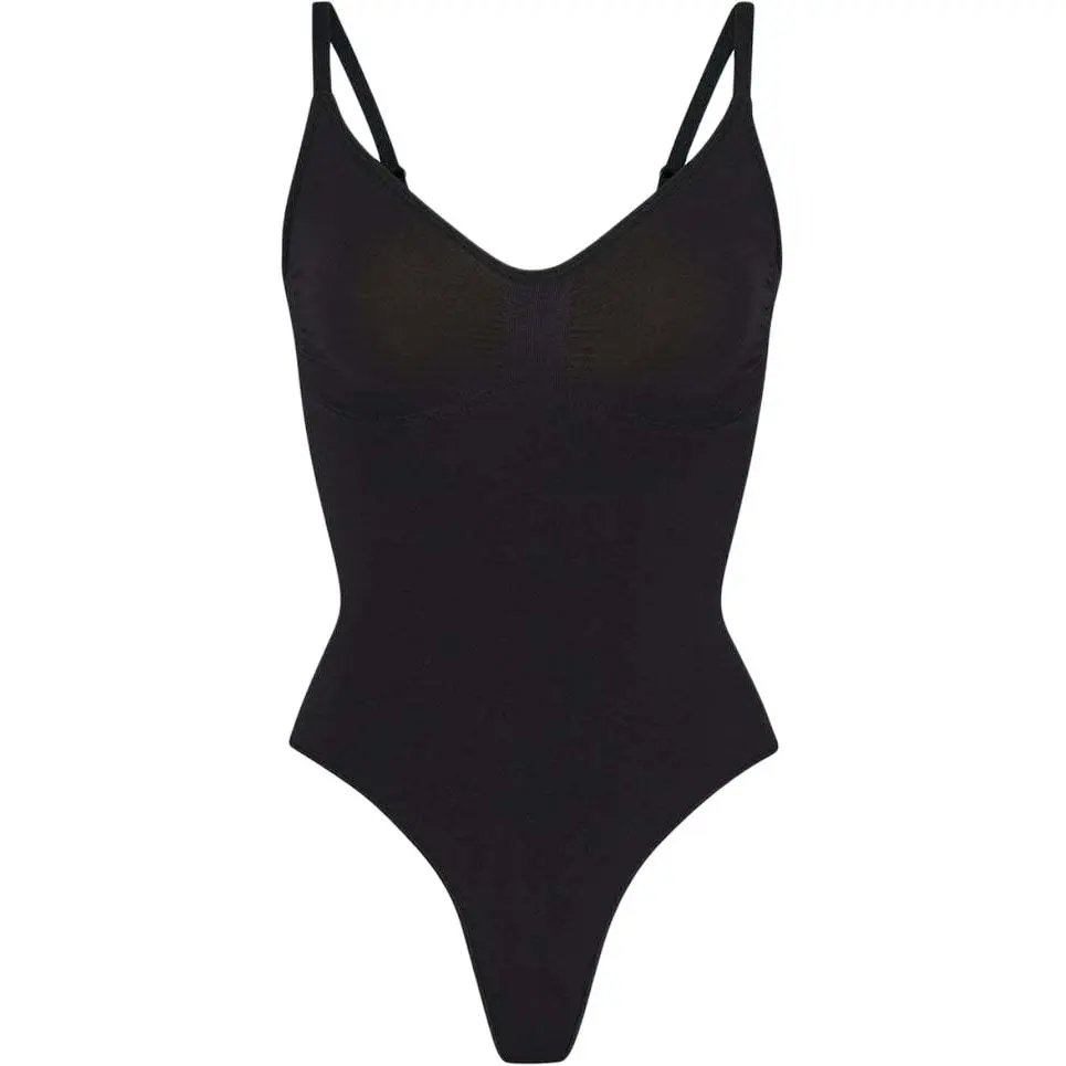 Skims Bodysuits Women's Black V Neck