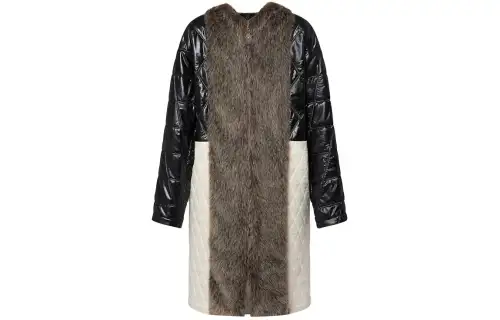 LOUIS VUITTON Faux Fur Insert Quilted Malletage Coat