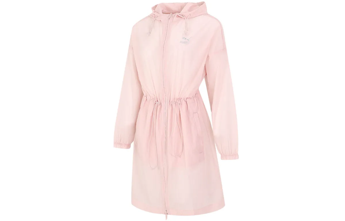 PUMA Trench Coats Women's Pink Hooded Moderate