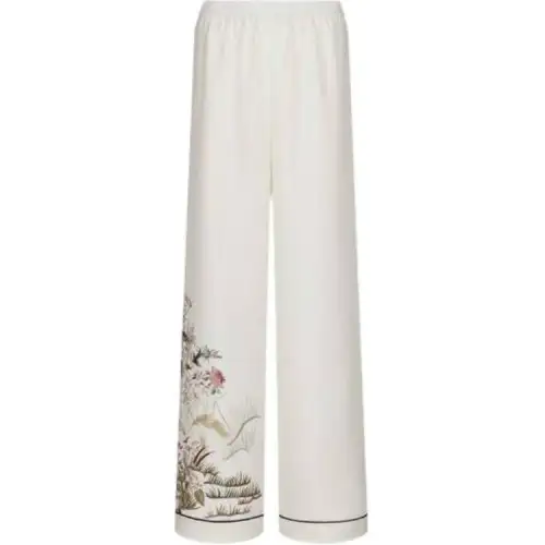 DIOR Casual Pants Women's White Moderate Straight Fit Pants