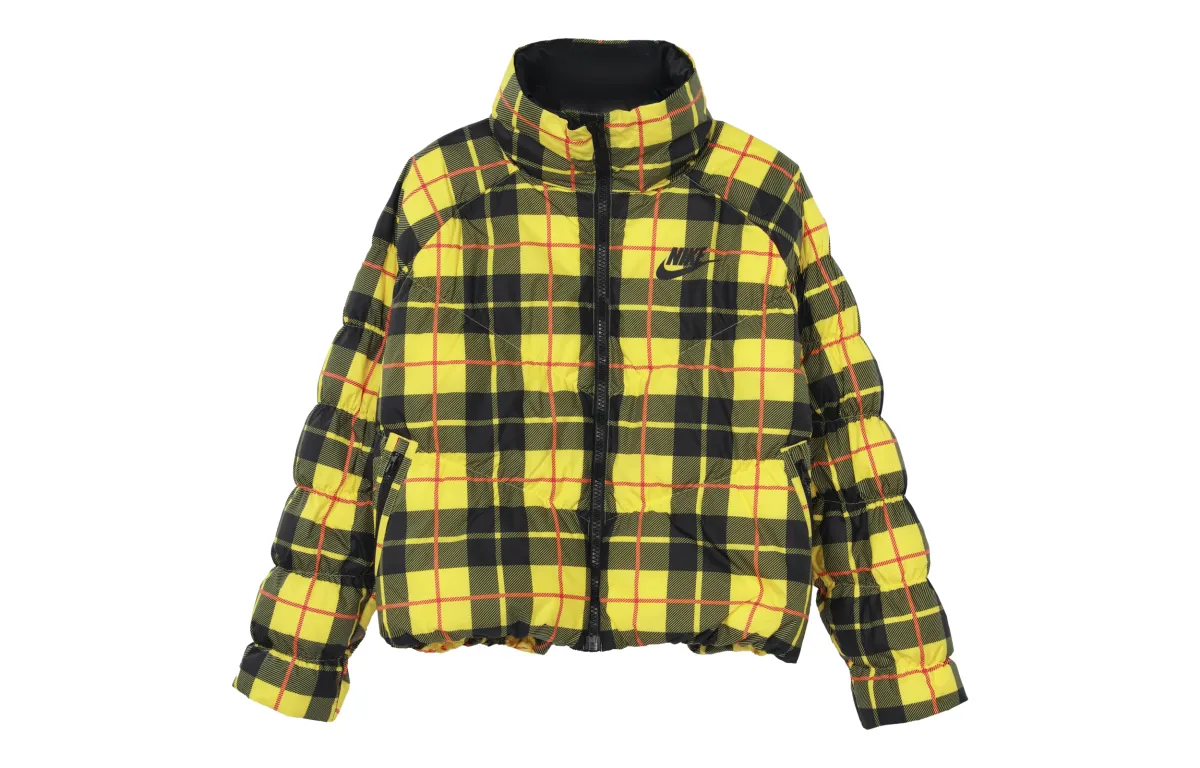 Nike Puffer Jackets Women's Chromium Yellow Stand Collar Moderate Other