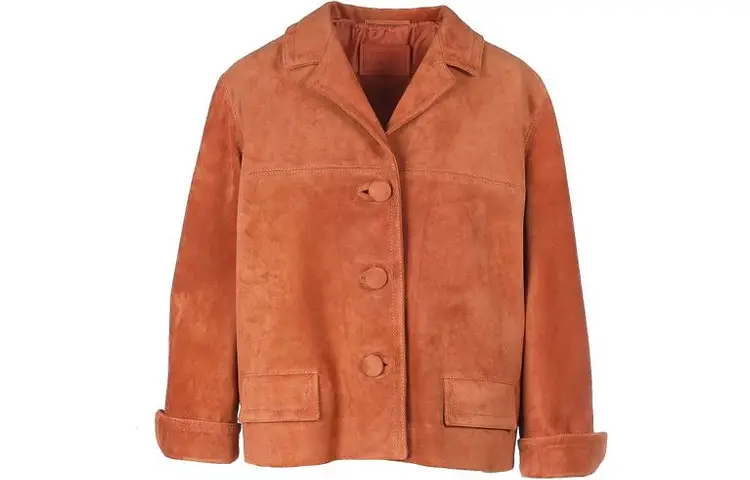 PRADA Leather Jackets Women's Brown Lapel Moderate