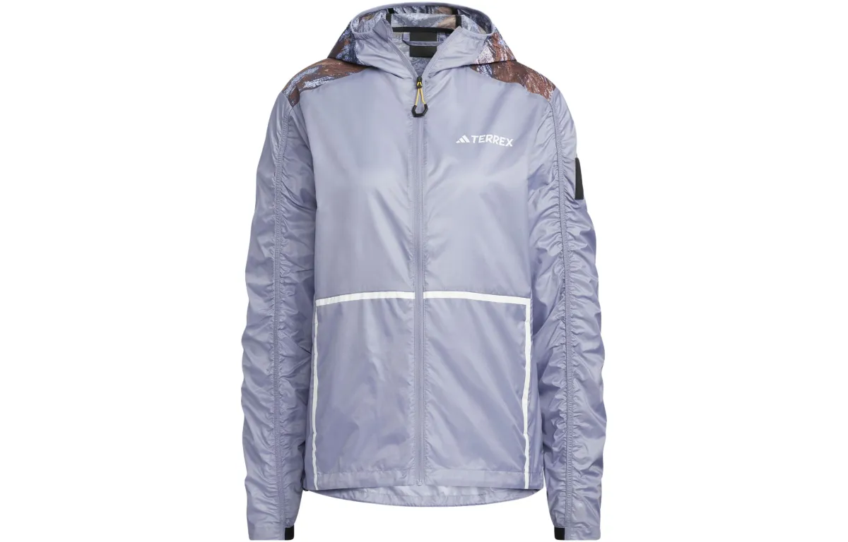 Adidas National Geographic Collab Sun Protection Clothing Women's Silver Gray Violet Hooded Moderate Straight Fit