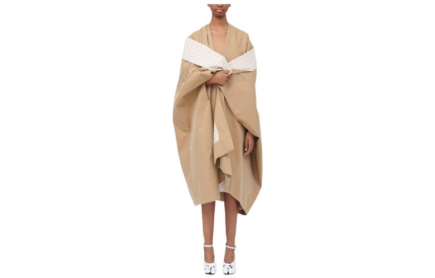 Maison Margiela Retro comfortable long khaki trench coat, American style, loose straight fit, mid-length