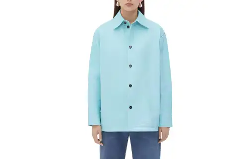 Bottega Veneta SS24 Leather Jacket Women's Light Blue