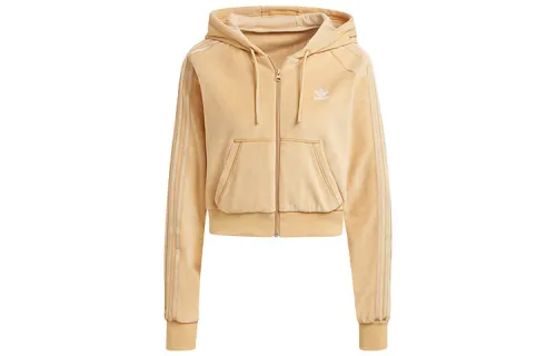 Adidas Originals Cropped Coats Women's Beige Hooded Moderate