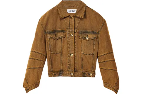 LOEWE Denim Jackets Women's Dark Brown Lapel Moderate Straight Fit