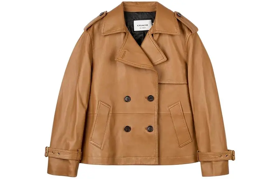 COACH SS24 Leather Jacket Women's Light Brown