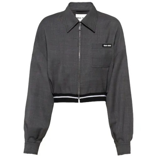 MIU MIU FW22 Cropped Coat Women's Gray