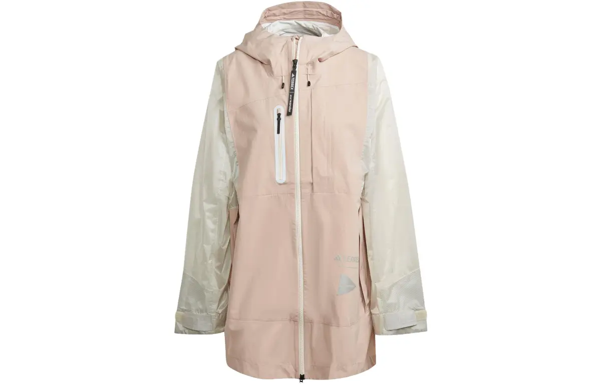 Adidas X And Wander Adidas TERREX X And Wander Windbreaker Jackets Women's Gray Pink Hooded Moderate