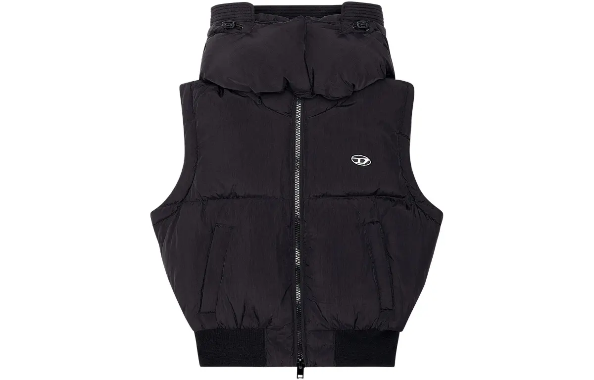 DIESEL Vests Women's Black Detachable Hood Moderate Straight Fit