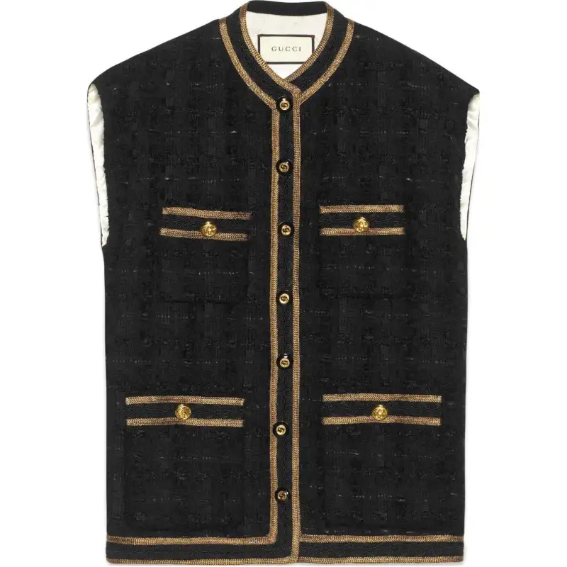 GUCCI Vests Women's Black Crew Neck Moderate Other