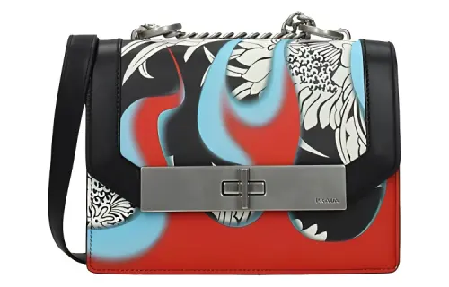 PRADA Color Block Leather Shoulder Bag Women's Multicolor