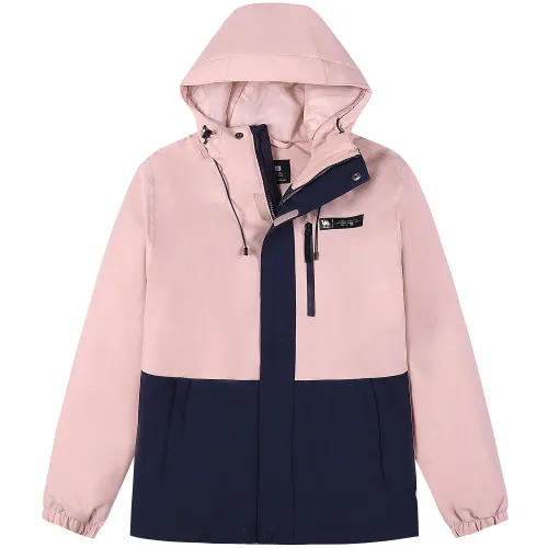 CAMEL Camel all-weather series quilted one-piece color-blocked hooded windproof and waterproof thick style business/leisure life outdoor hiking jacket for women